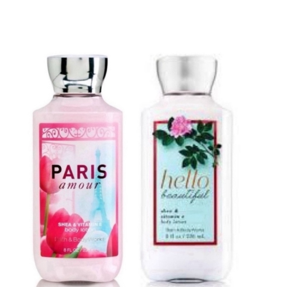 Bath and Body Works, Paris Amour and Hello Beautiful Body Lotion, Pack of 2